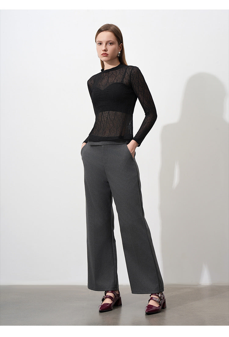 Elegant Sheer Leaf Textured Top