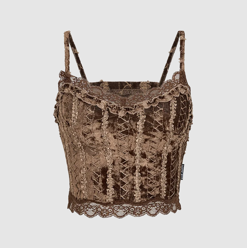 Check Shirt with Versatile Lace Vest Set