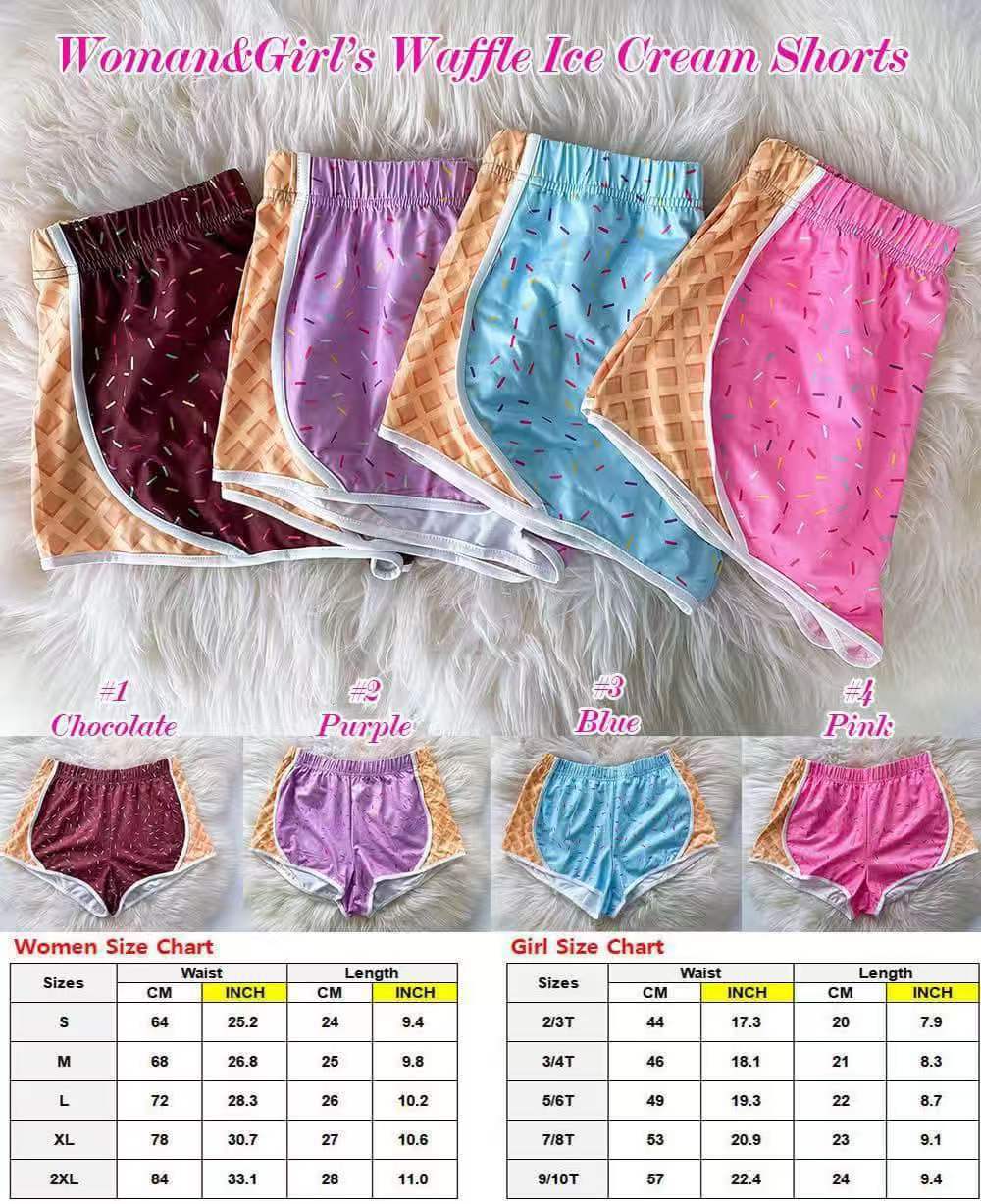 Women and girls ice cream matching Shorts