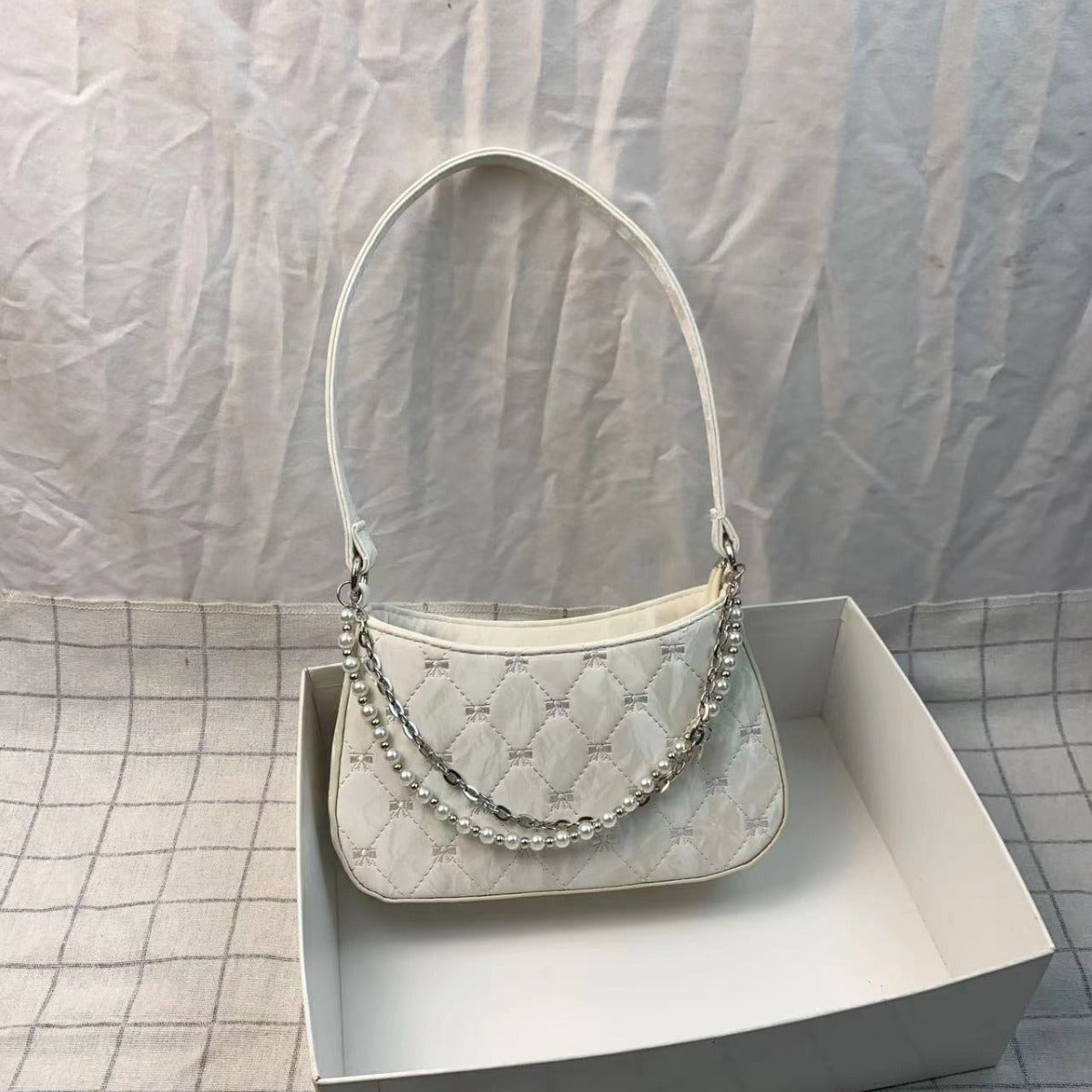 Elegant Pink Butterfly Baguette Bag