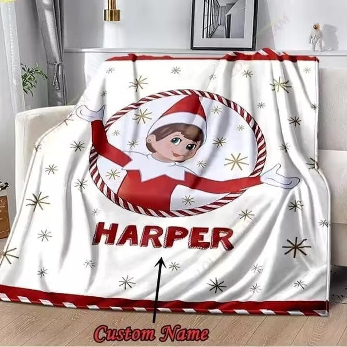 Custom Name Christmas Elf Blanket