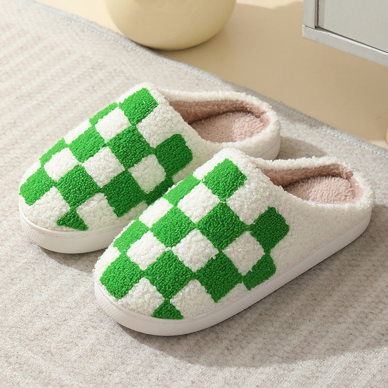 Checker Plush Comfy Slippers