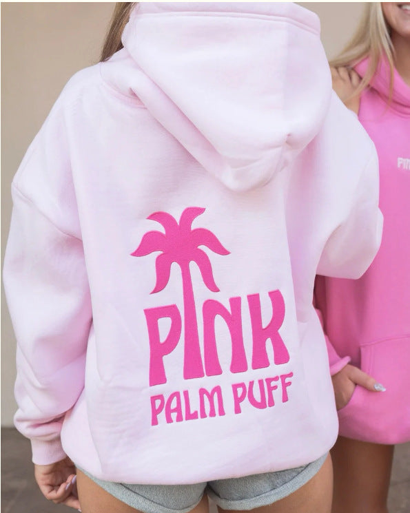 Women Embroidered Palm Puff Hoodies