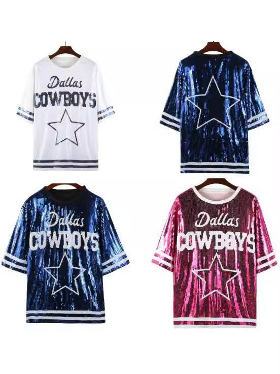 Game Day Football Team Sequin T-shirt