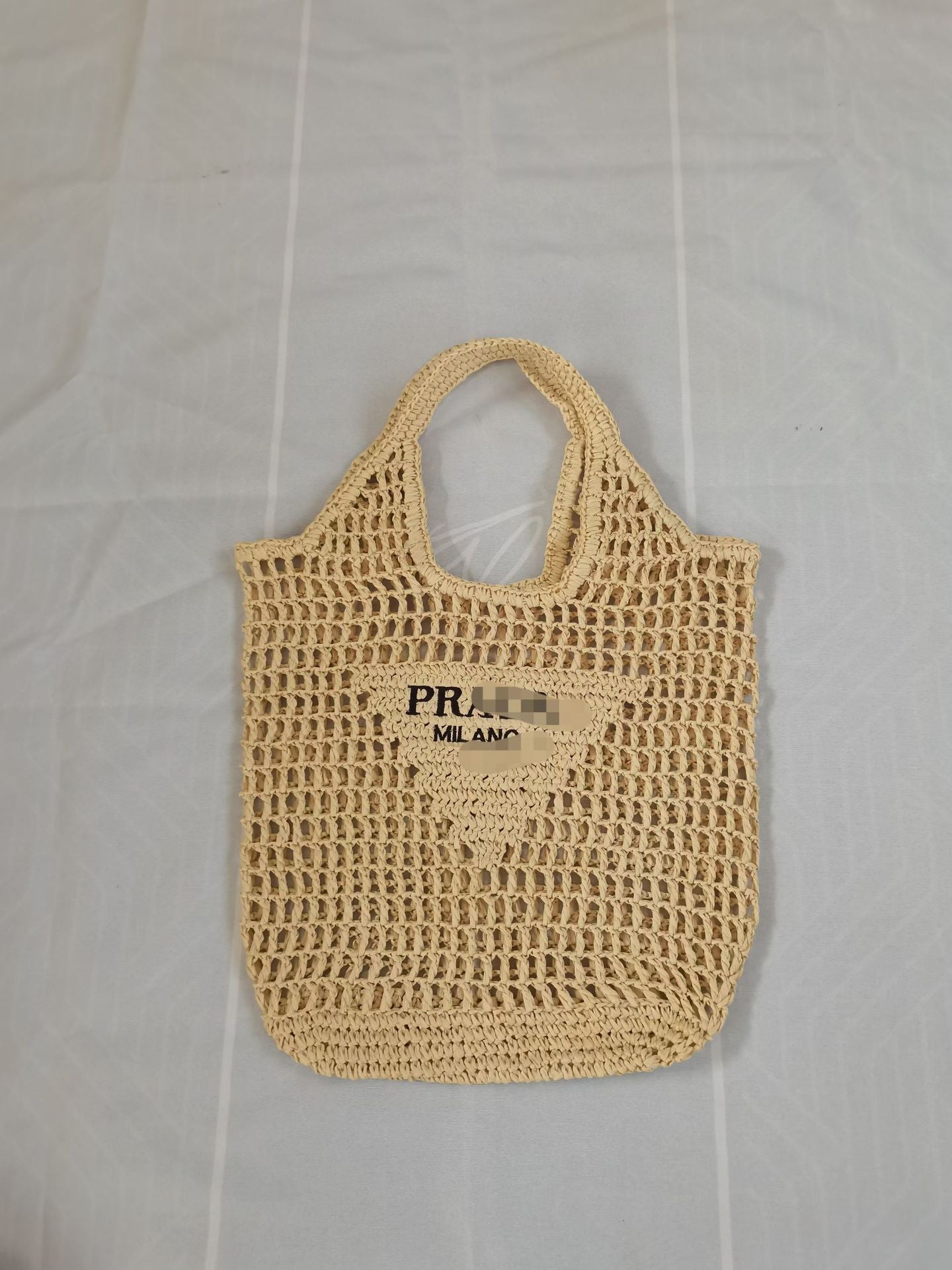 Natural Raffia Knit Tote Bag