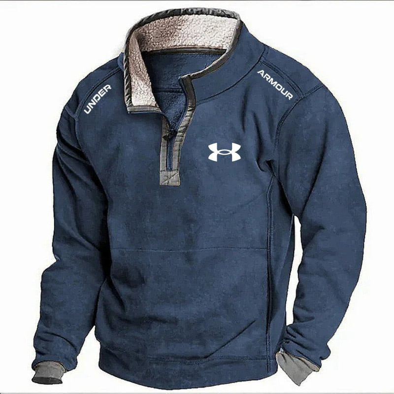 Men's Casual Stand Collar Pocket Sweatshirt