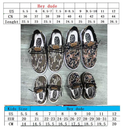 Kids Camo checkered cute dude shoes