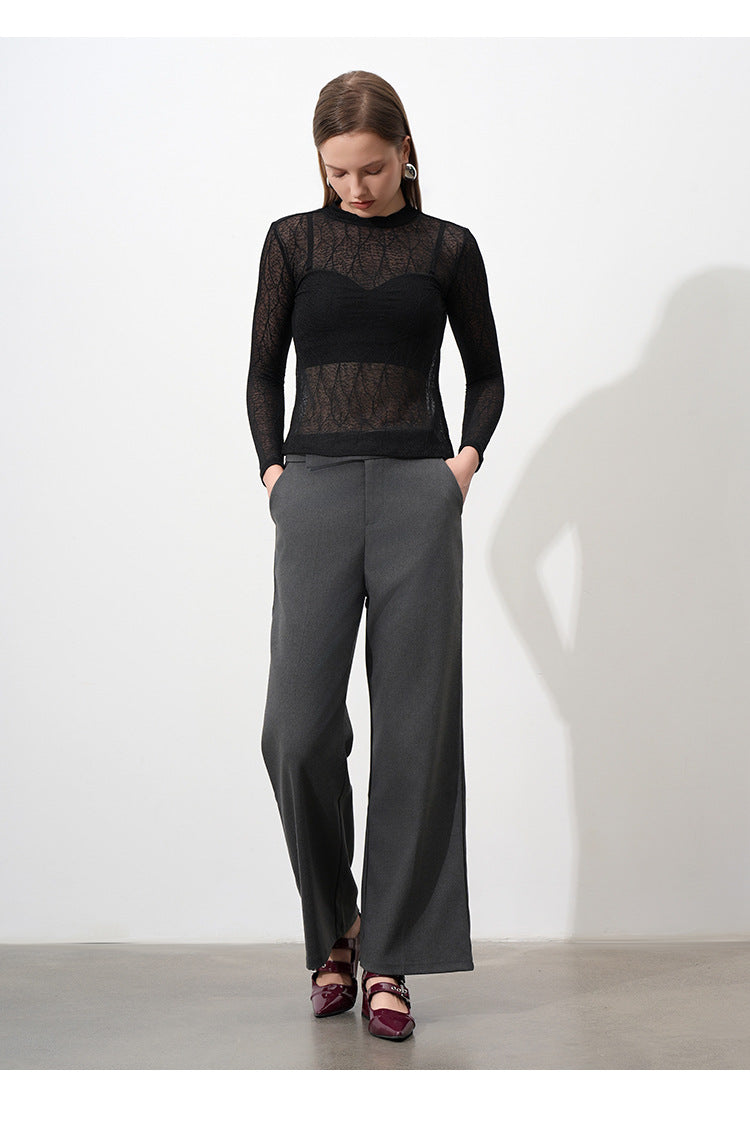 Elegant Sheer Leaf Textured Top