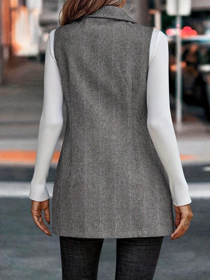 Women's Autumn Commuting Double-Breasted V-Neck Vest