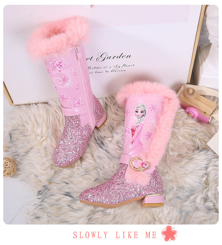 Girl Elsa Faux Fur Calf Boots