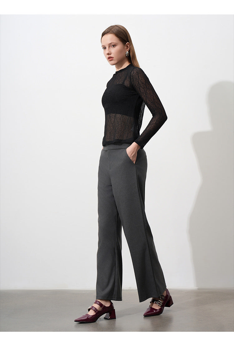 Elegant Sheer Leaf Textured Top