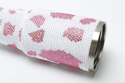 Rhinestone Cow Print 40oz Double Wall Stainless Steel Vacuum Tumbler With Handle