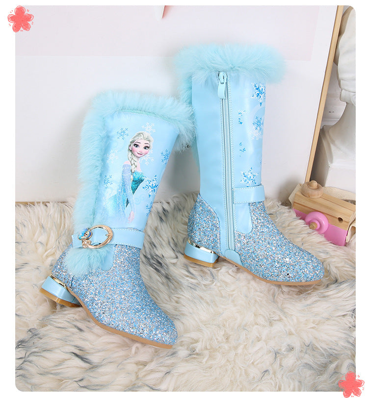 Girl Elsa Faux Fur Calf Boots
