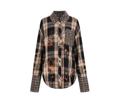 Check Shirt with Versatile Lace Vest Set