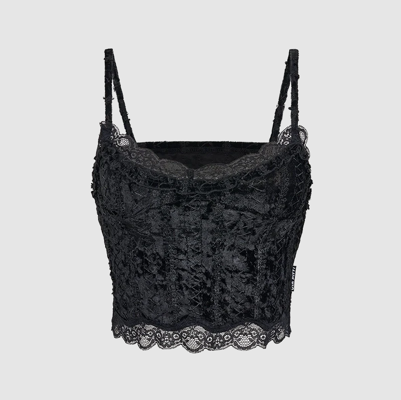 Check Shirt with Versatile Lace Vest Set