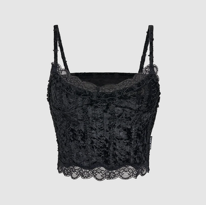Check Shirt with Versatile Lace Vest Set