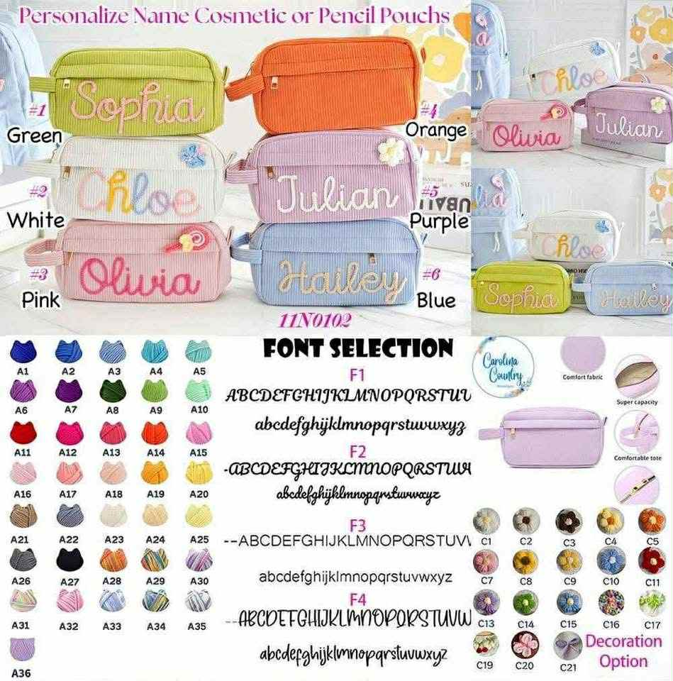 Personalize name cosmetic pencil pouch