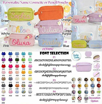 Personalize name cosmetic pencil pouch