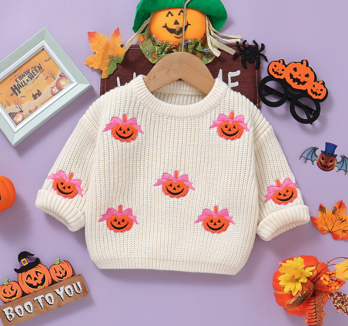 Kids Halloween pumpkin sweater