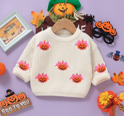 Kids Halloween pumpkin sweater