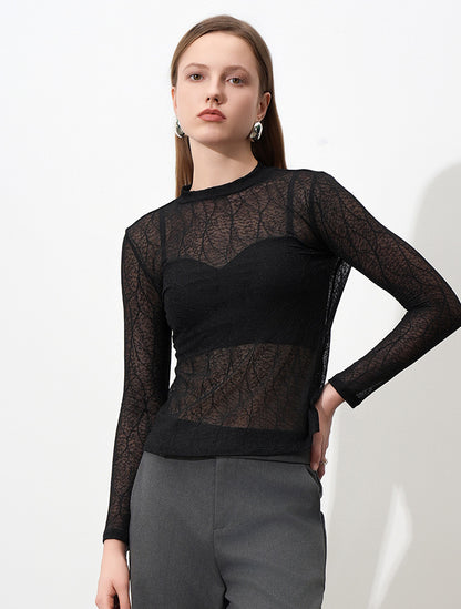 Elegant Sheer Leaf Textured Top