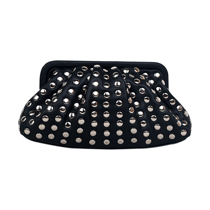 Studded Pleated Clutch Bag