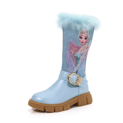Girl Elsa Faux Fur Calf Boots