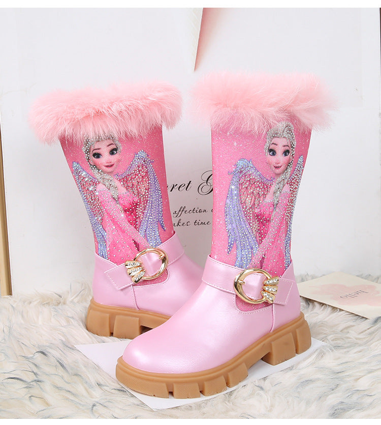 Girl Elsa Faux Fur Calf Boots