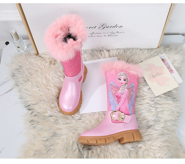 Girl Elsa Faux Fur Calf Boots
