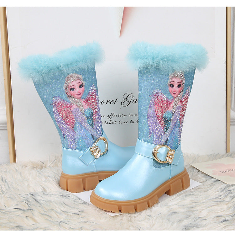 Girl Elsa Faux Fur Calf Boots