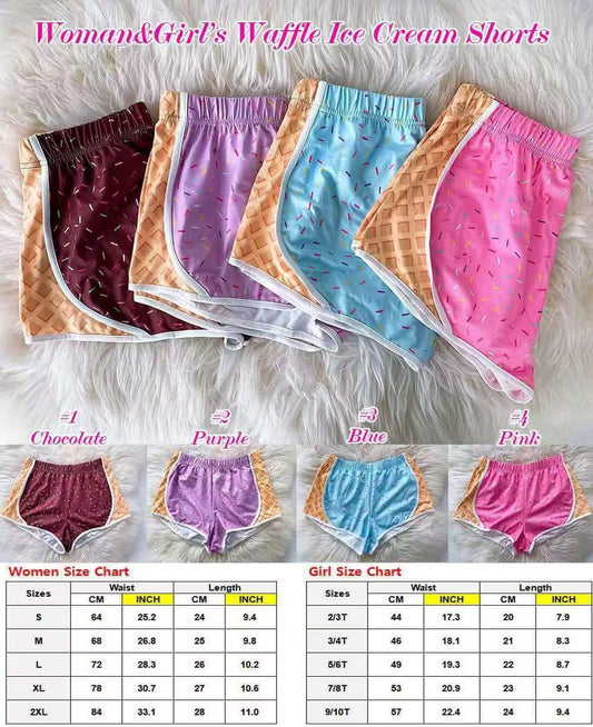Women and girls ice cream matching Shorts