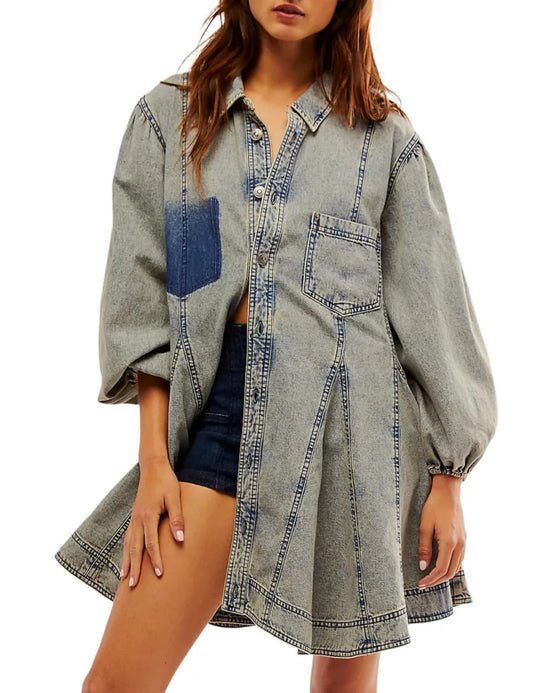 Washed Denim Mini Dress