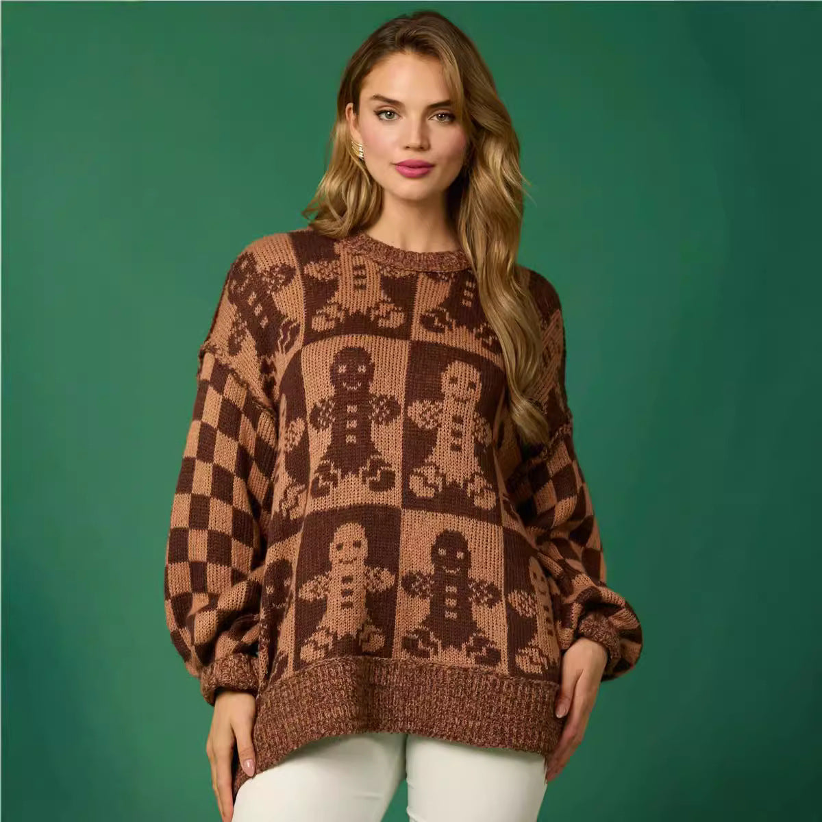 Checkered Gingerbread Man and Candy Cane Sweater