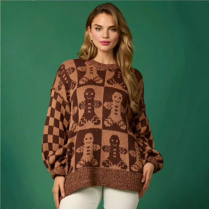 Checkered Gingerbread Man and Candy Cane Sweater