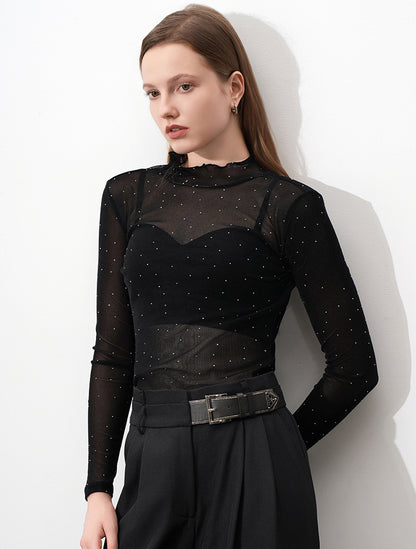 Starlight Black Mesh Cropped Top