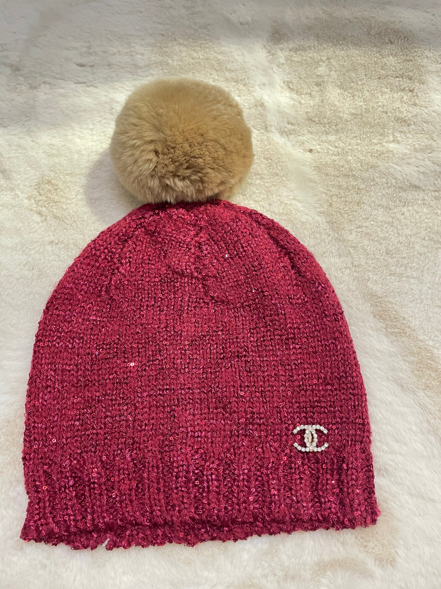 Glitter Pom Beanie Hat