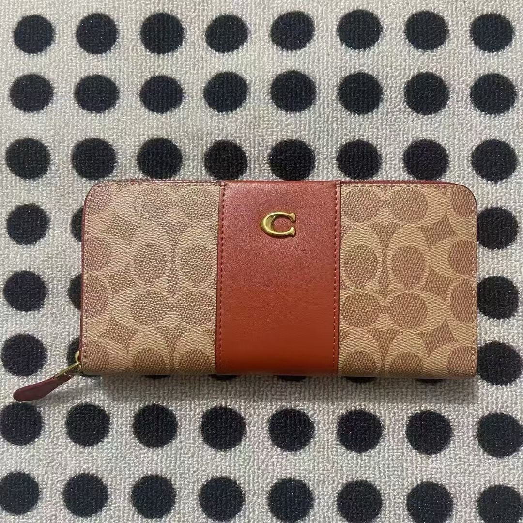 Accordion Zip Wallet In Colorblock Signature Canvas