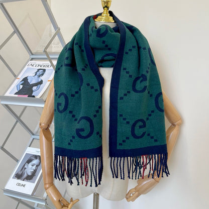 GUCCI Double-Sided Jacquard Plaid Imitation Cashmere Scarf