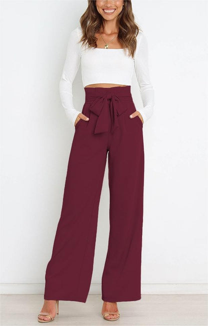 Tie Front Paperbag Wide Leg Pants