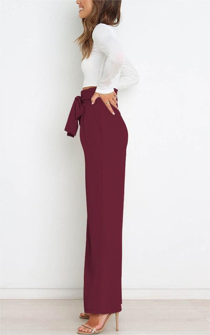 Tie Front Paperbag Wide Leg Pants