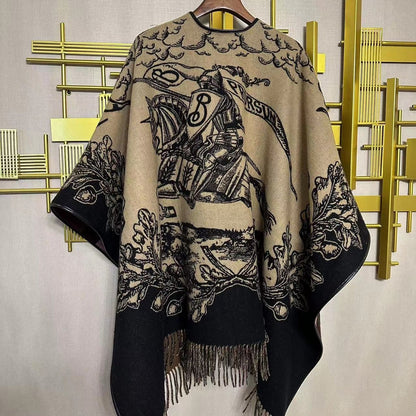 Burberry Ekd Patterned Jacquard Wool Cape