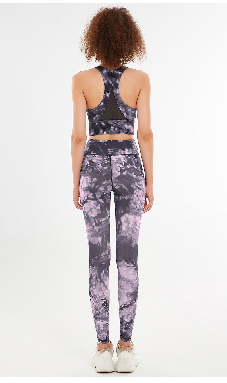 2 Pieces Tie Dye Crop Top and Legging Set