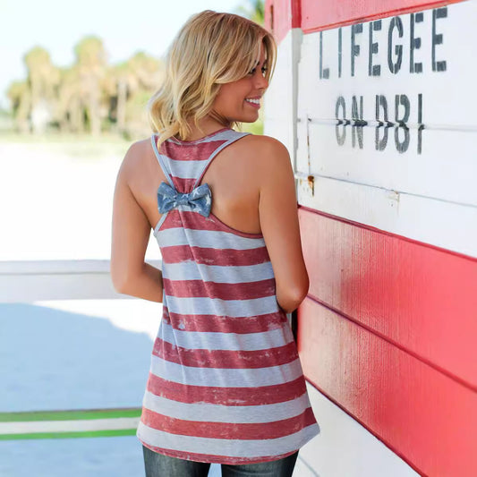 American Flag Tank Top With Back Bow