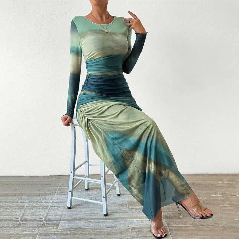 Women's Tie-Dye Pleated Dress