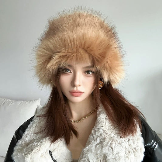 Faux Fur Fluffy Bucket Hat