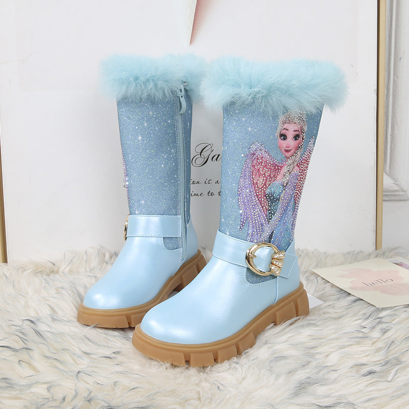 Girl Elsa Faux Fur Calf Boots