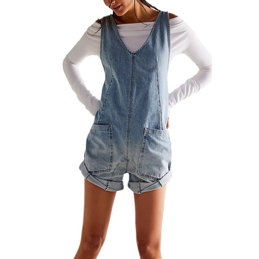 Denim Overall Shorts