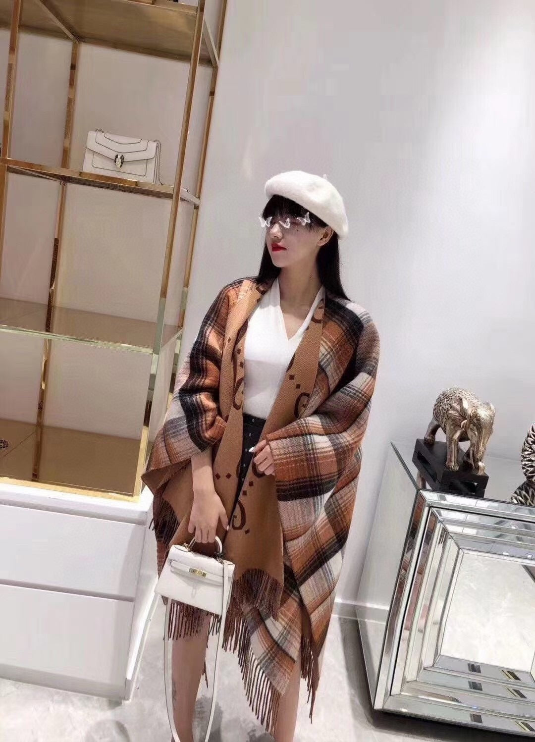 GUCCI Cashmere Shawl Wrap Cape