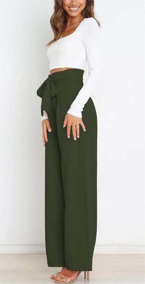 Tie Front Paperbag Wide Leg Pants