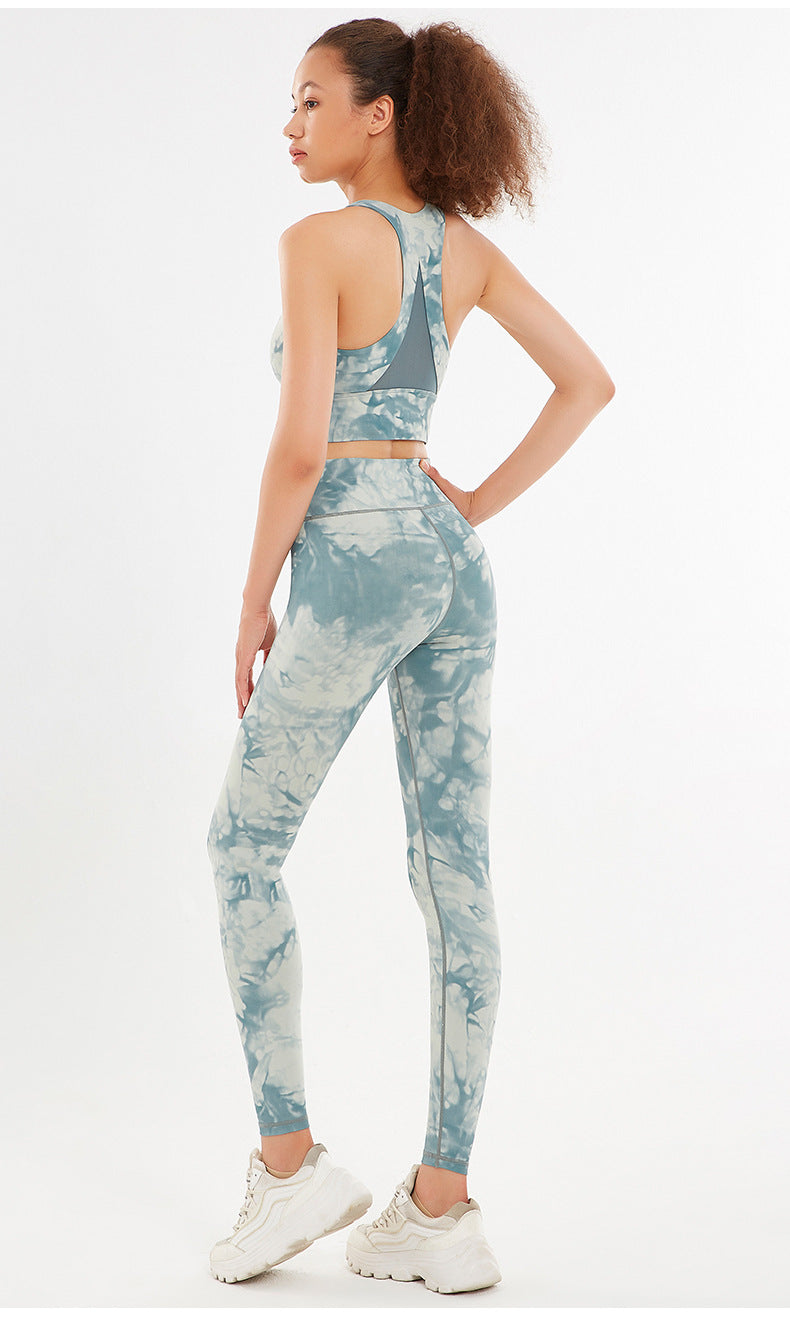 2 Pieces Tie Dye Crop Top and Legging Set